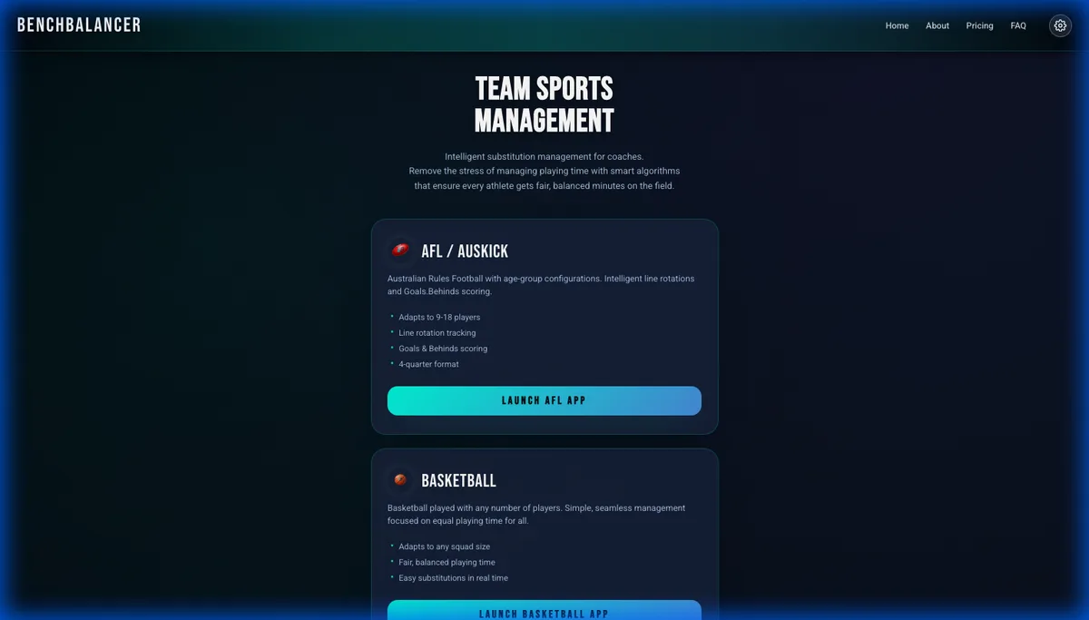 BenchBalancer — site screenshot