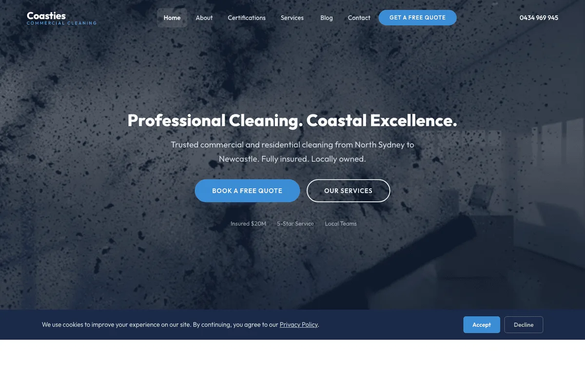 Coasties Commercial Cleaning — site screenshot